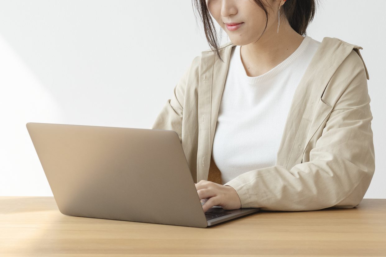 Asian girl using a laptop