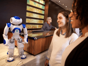 Face-to-face customer service, using robots