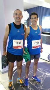 Two members of Pangeanic's running team ready for the race