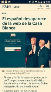 Spanish version of White House website deleted