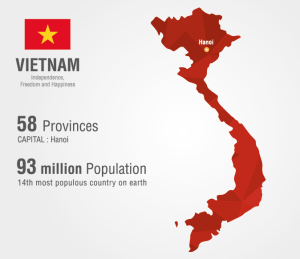 Map of Vietnam with population and provinces data