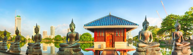 Seema Malaka temple on Beira Lake. Colombo, Sri Lanka. Panorama